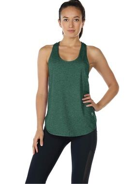 Green Scoop Neck Racerback Tank Top Beach Pool Athletic Workout Moisture Wicking